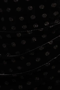 Glitter Polka Dot Velvet One Shoulder Maxi Dress - Black by Goddiva