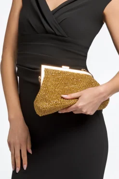 Gold Diamante Asymmetric Evening Bag by Aftershock London