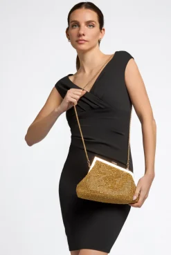 Gold Diamante Asymmetric Evening Bag by Aftershock London