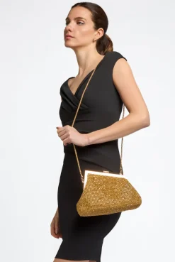 Gold Diamante Asymmetric Evening Bag by Aftershock London