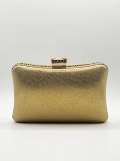 Gold Diamante Clutch Bag by SVNX