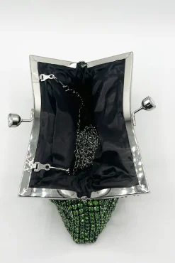 Green Crystal Clutch Bag by SVNX