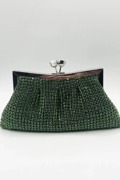Green Crystal Clutch Bag by SVNX