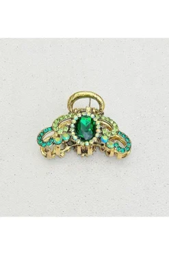 Green Hair Claw Clip With Gems by QueenMee Accessories