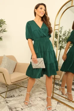 Green Teardrop Keyhole Wrap Dress by Double Second