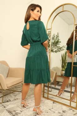 Green Teardrop Keyhole Wrap Dress by Double Second