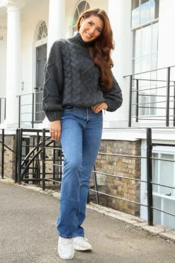 Grey Cable Knit Jumper by Double Second