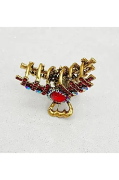 Hair Clamp In Red Hair Claw Clip With Crystal Gold by QueenMee Accessories