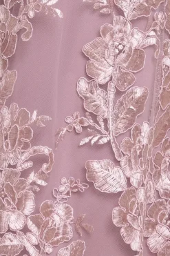 Halter Neck Lace High And Low Dress - Blush Pink by Goddiva