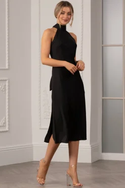 Halterneck Satin Midi Dress by Urban Touch