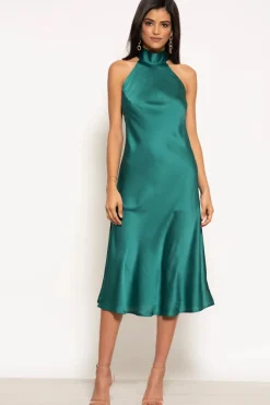 Halterneck Satin Midi Dress by Urban Touch