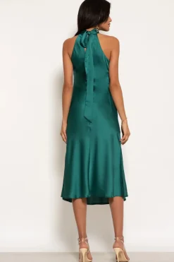 Halterneck Satin Midi Dress by Urban Touch