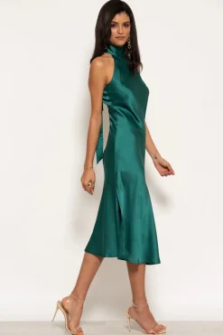 Halterneck Satin Midi Dress by Urban Touch