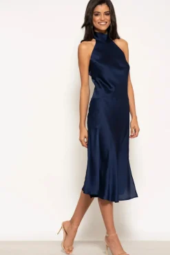 Halterneck Satin Midi Dress by Urban Touch