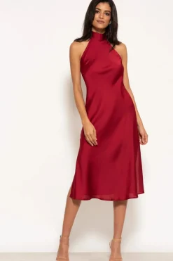 Halterneck Satin Midi Dress by Urban Touch