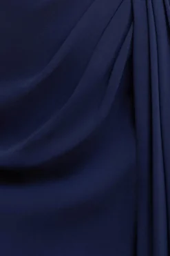 Halterneck Thigh Split Chiffon Maxi Dress - Navy Blue by Goddiva