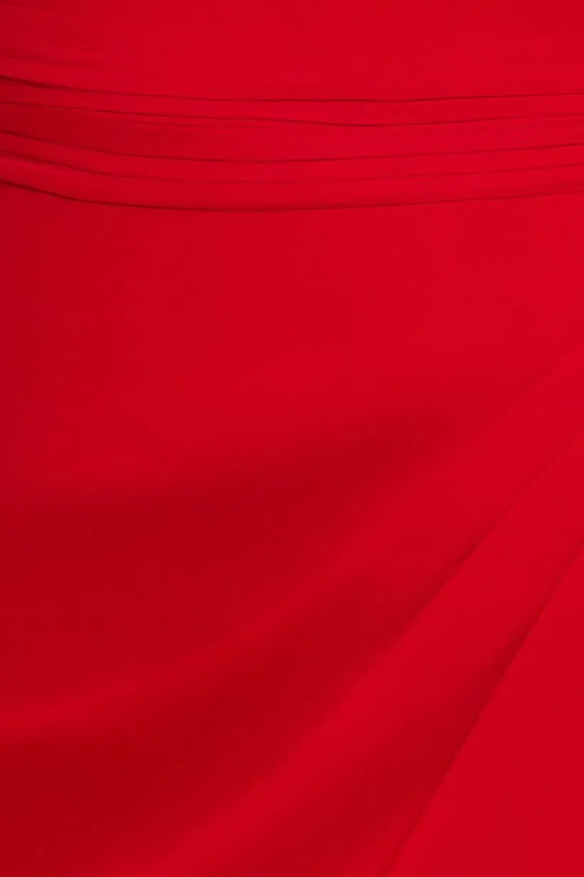 Halterneck Thigh Split Chiffon Maxi Dress - Red by Goddiva