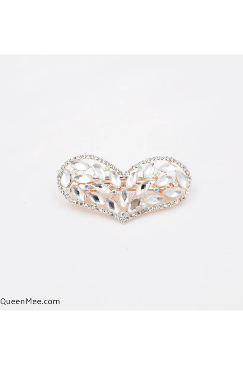 Heart Hair Clip In Crystal by QueenMee Accessories