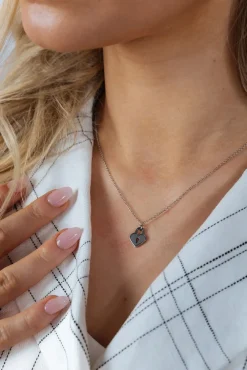 Heart Keyhole Necklace In Silver by SVNX