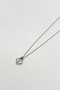 Heart Keyhole Necklace In Silver by SVNX