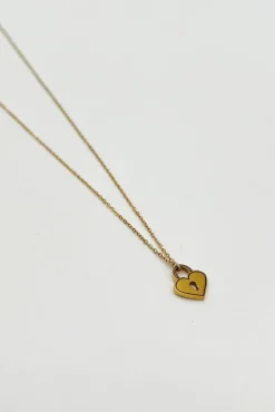 Heart Keyhole Pendant Necklace In Gold by SVNX