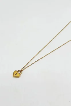 Heart Keyhole Pendant Necklace In Gold by SVNX