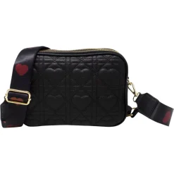 Heart Quilted Crossbody Camera Bag In Black by SVNX