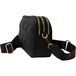 Heart Quilted Crossbody Camera Bag In Black by SVNX