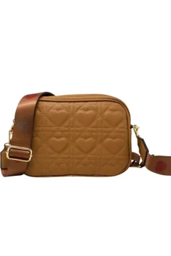 Heart Quilted Crossbody Camera Bag In Tan by SVNX