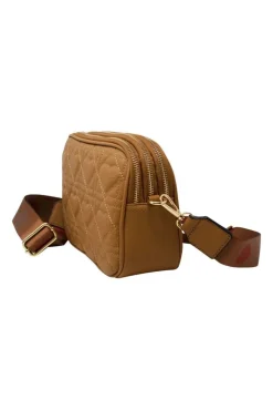 Heart Quilted Crossbody Camera Bag In Tan by SVNX