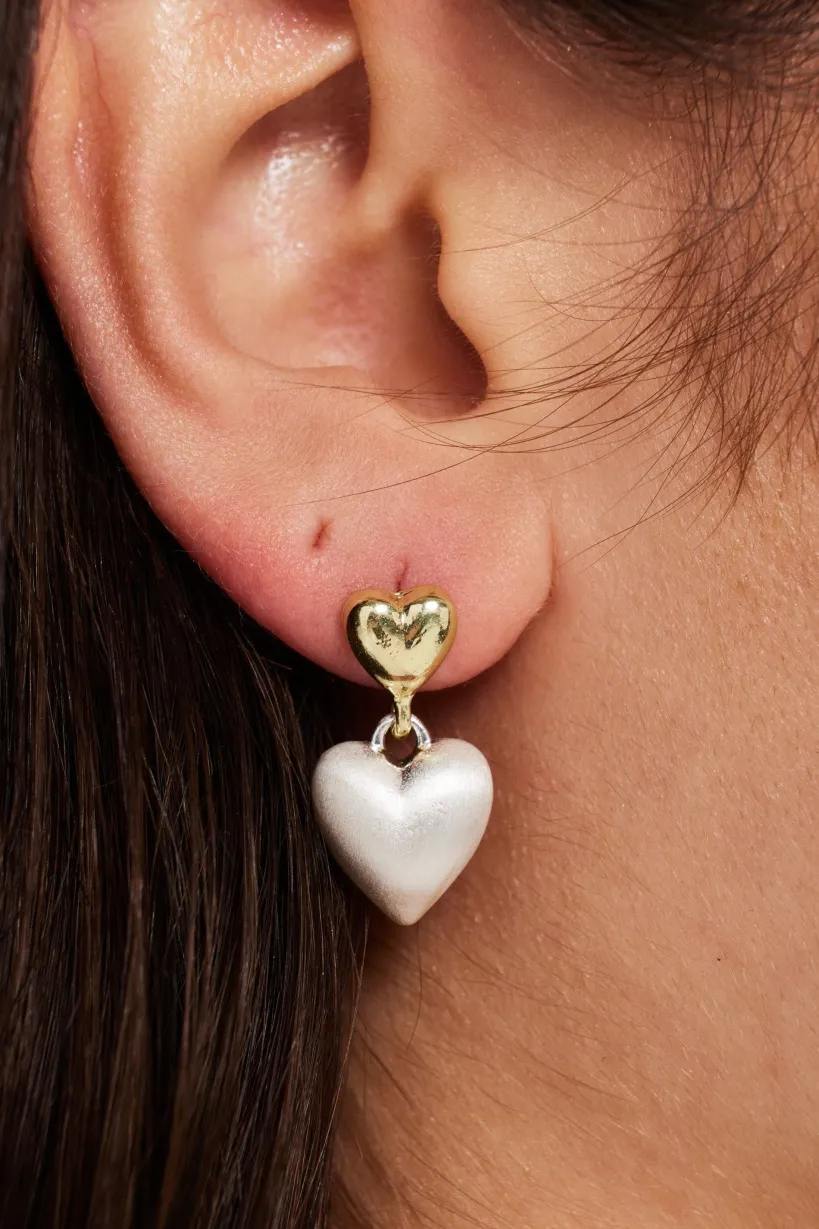 Heart Stud Earrings With Pearl Heart Drop In Gold by Liquorish