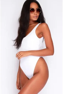 High Leg Brazilian Swimsuit In White by Maribela
