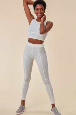 High Neck Crop Top With Leggings Set - White by Cosmochic