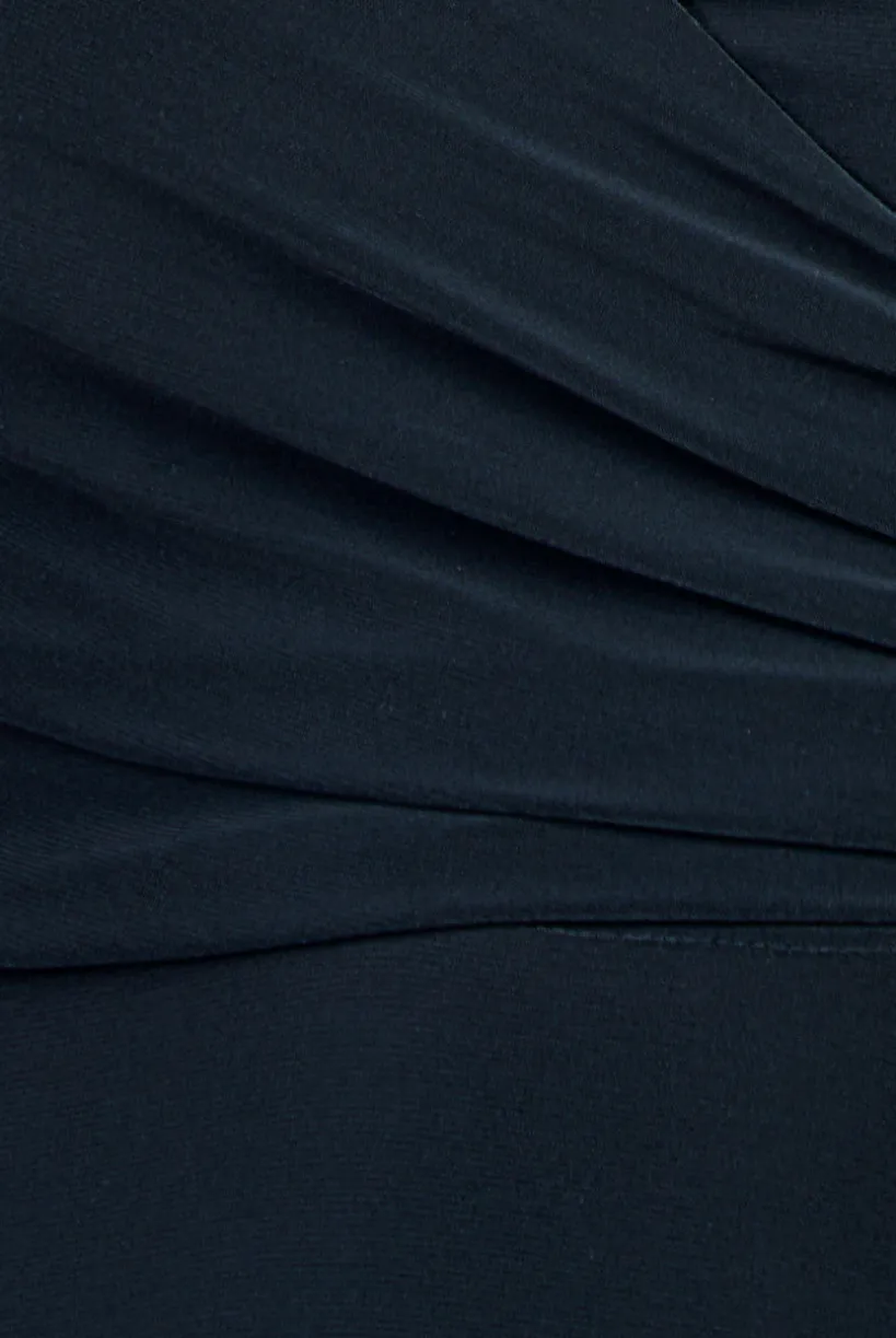 High Neck Drawstring Mini Dress - Navy by City Goddess