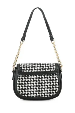 Houndstooth Shoulder Bag In Black & White by SVNX