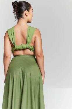 Isla Olive Green Multiway Tie Wrap Top by InFlair
