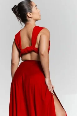 Isla Red Multiway Tie Top by InFlair