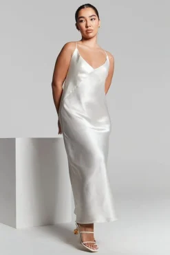 Ivory Cowl Back Midi Slip Dress by InFlair