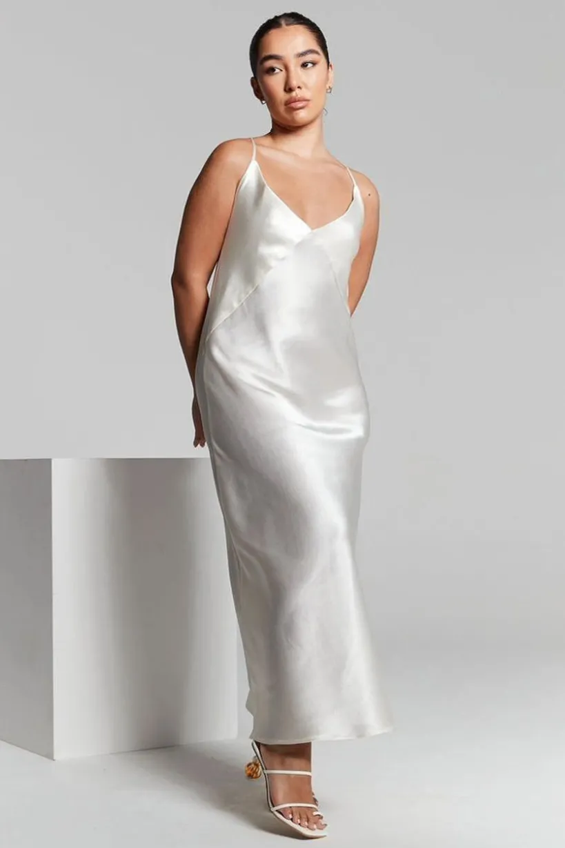 Ivory Cowl Back Midi Slip Dress by InFlair
