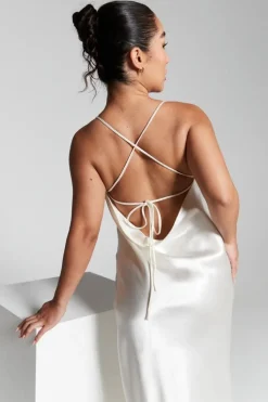 Ivory Cowl Back Midi Slip Dress by InFlair