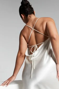 Ivory Cowl Back Midi Slip Dress by InFlair