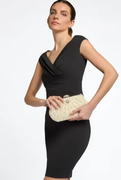 Ivory Pearl And Crystal Clutch Bag With Silver Details by Aftershock London