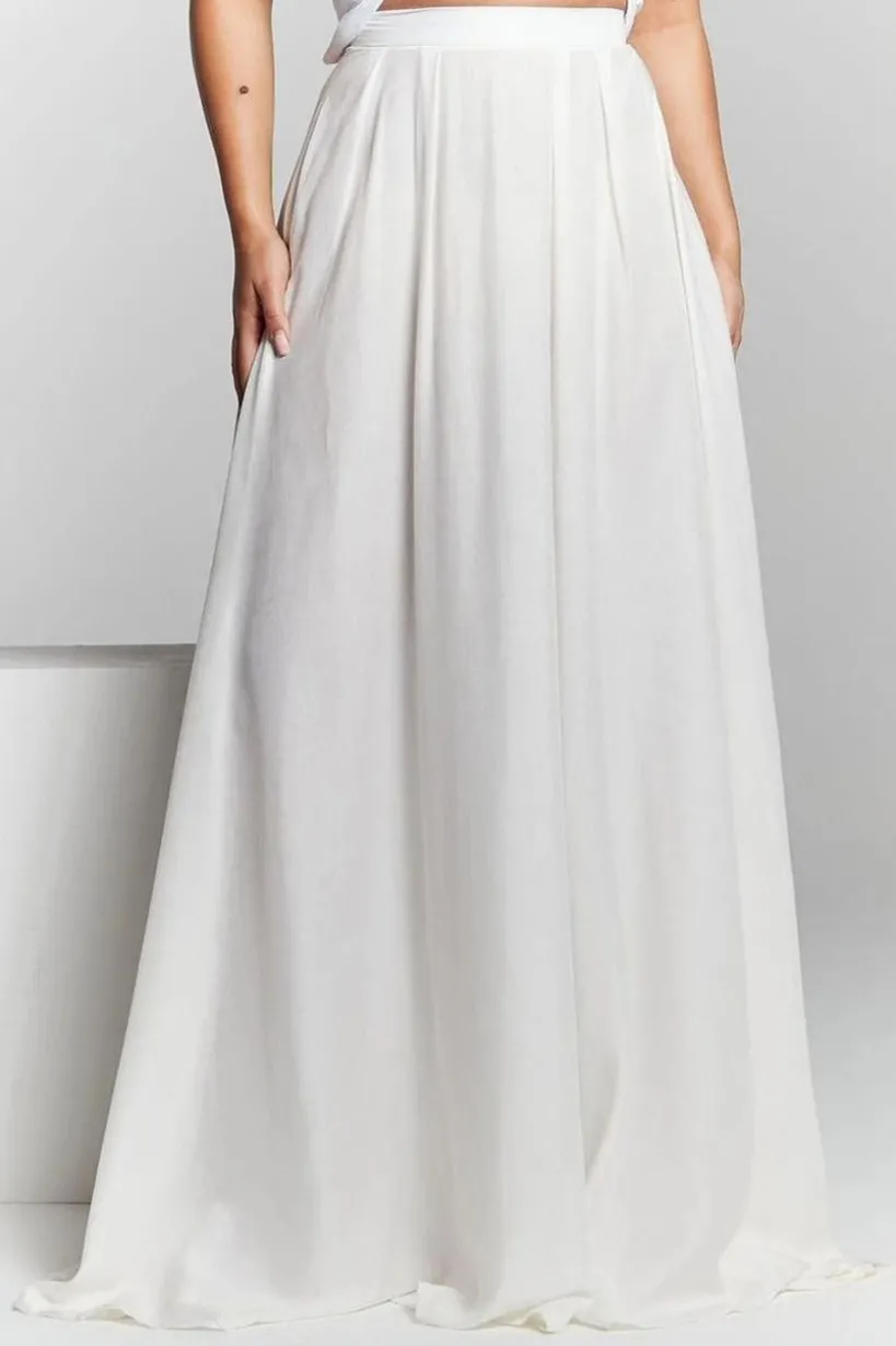 Ivory Pleated Maxi Skirt by InFlair