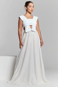 Ivory Pleated Maxi Skirt by InFlair