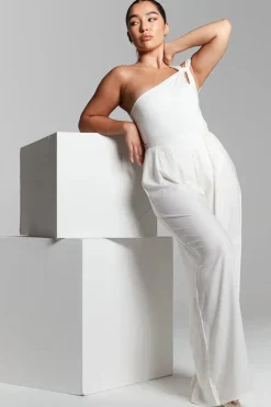 Ivory Pleated Wide Leg Trouser by InFlair