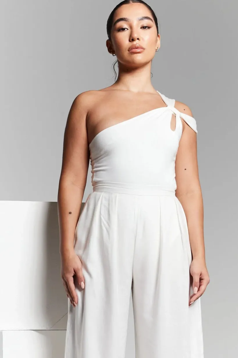Ivory Pleated Wide Leg Trouser by InFlair