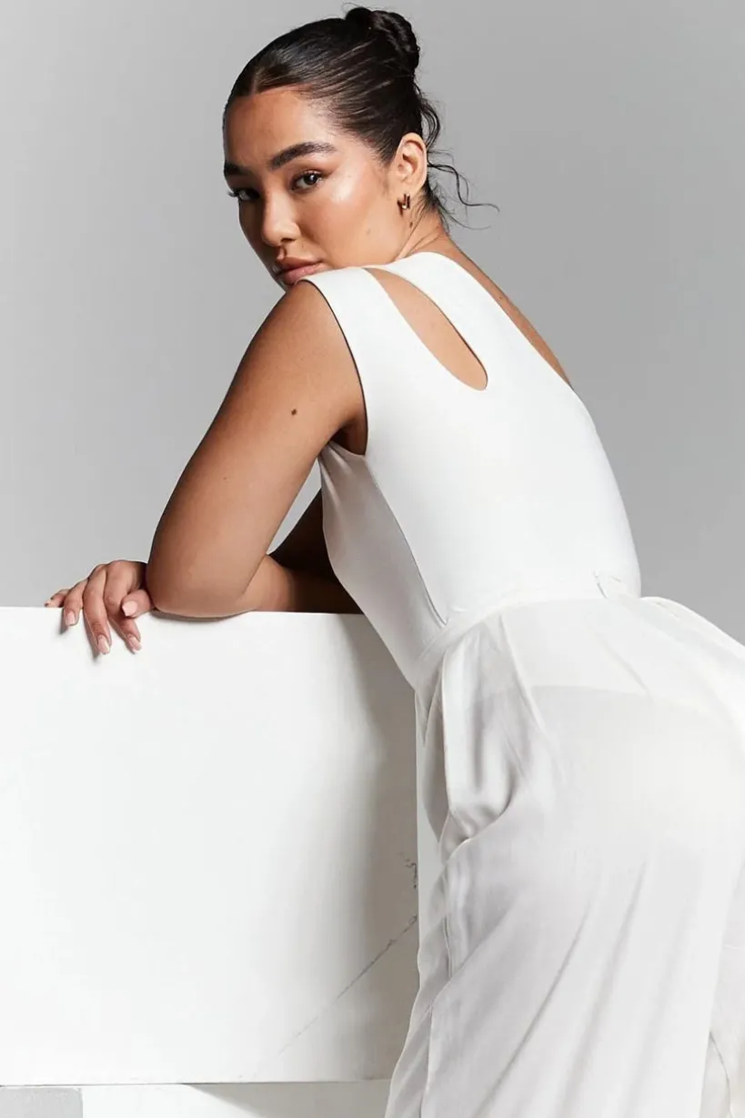 Ivory Pleated Wide Leg Trouser by InFlair