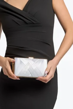 Ivory Satin Clutch Bag With Tassels by Aftershock London
