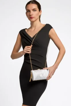 Ivory Satin Clutch Bag With Tassels by Aftershock London