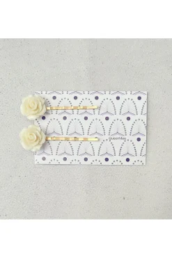 Ivory Slides Rose Hair Clip by QueenMee Accessories